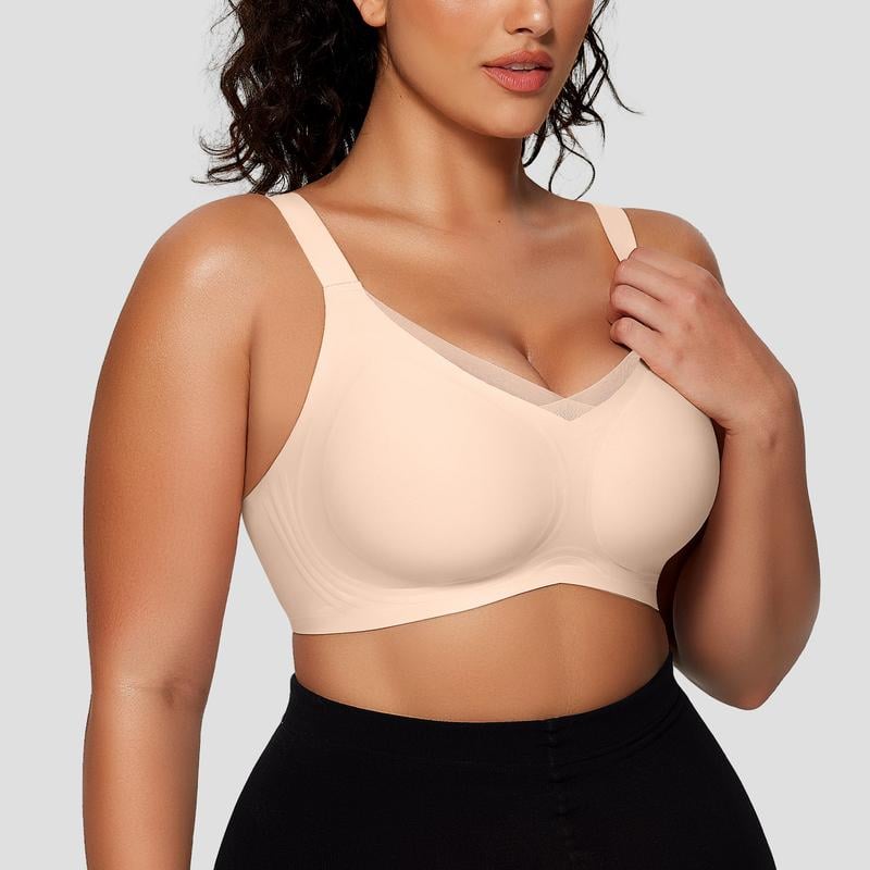 💖 Women Wireless V Neck Crossover Mesh Bra