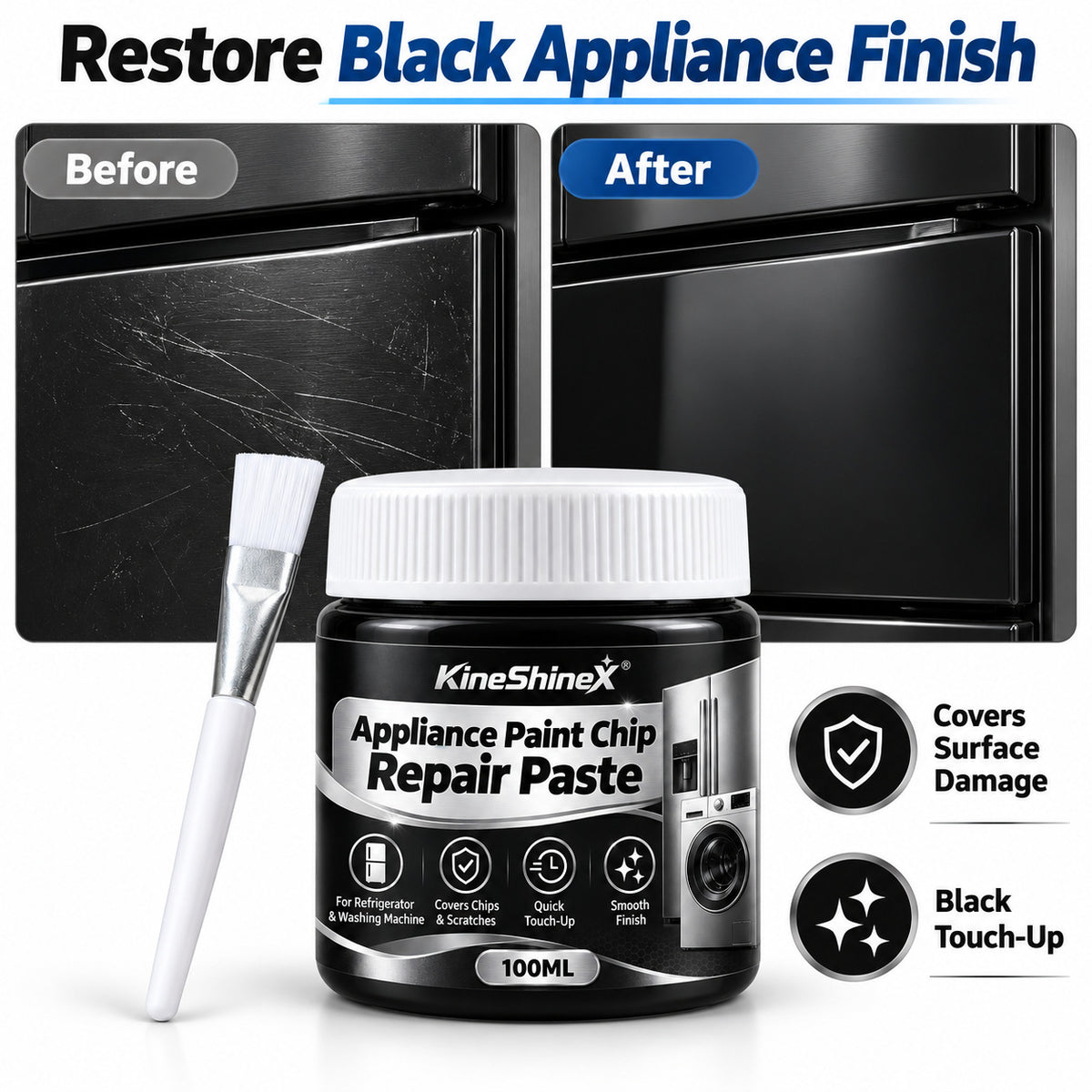 Metal Chrome Polish & Restorer Paste with Brush
