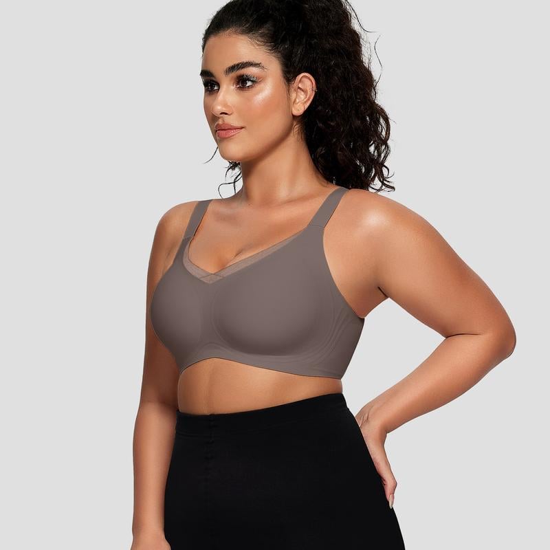 💖 Women Wireless V Neck Crossover Mesh Bra