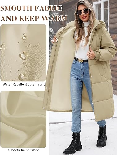 Women's Long Quilted Puffer Hooded Down Coat
