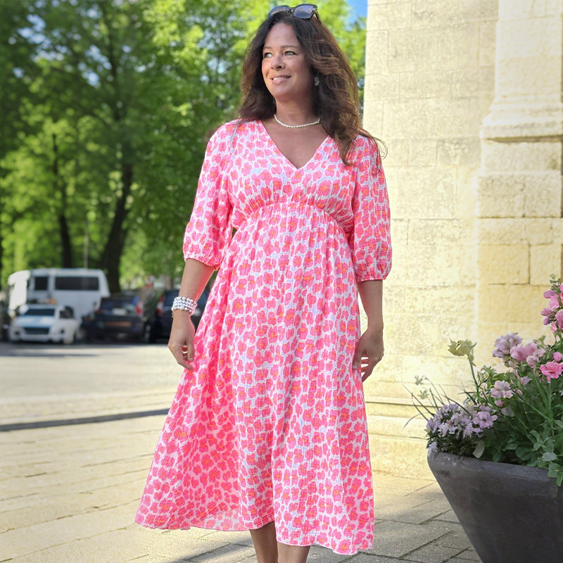 🍂Autumn Promotion 53%💕💥Women's V-Neck Printed Dress – Brushstrokes of Summer🌺