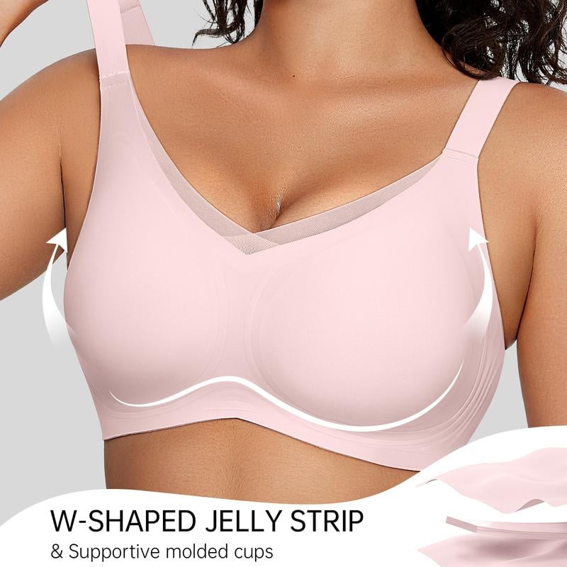 💖 Women Wireless V Neck Crossover Mesh Bra