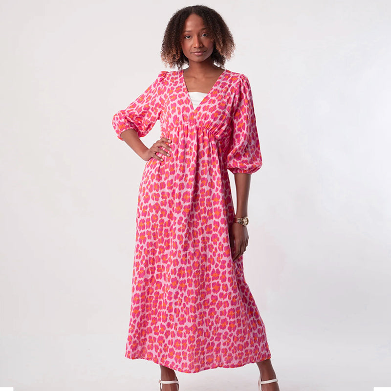🍂Autumn Promotion 53%💕💥Women's V-Neck Printed Dress – Brushstrokes of Summer🌺