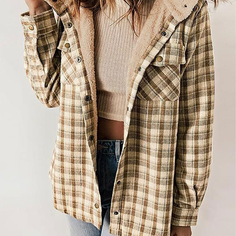 🔥Hot Sale 50% OFF🔥Women's Trendy Plaid Hooded Jacket