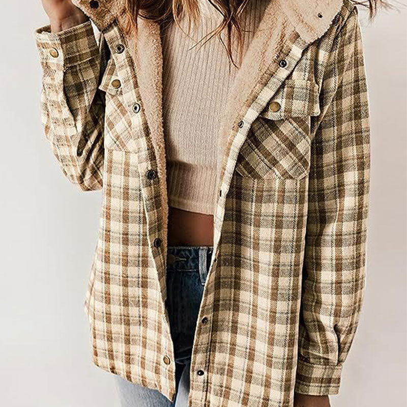 🔥Hot Sale 50% OFF🔥Women's Trendy Plaid Hooded Jacket