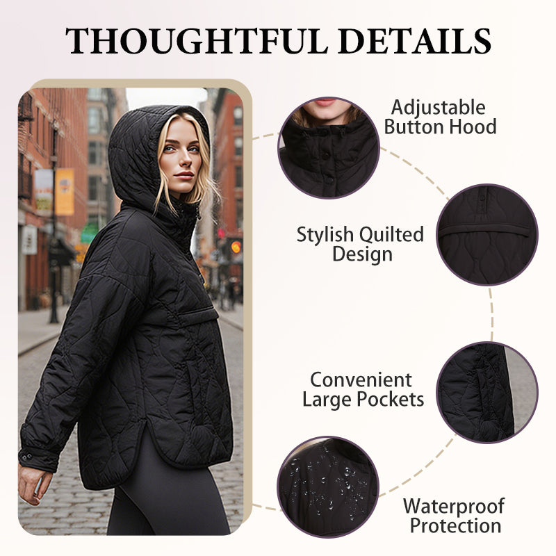🍂Autumn Promotion 50%💕Women's Lightweight Waterproof Quilted Pullover Hoodie