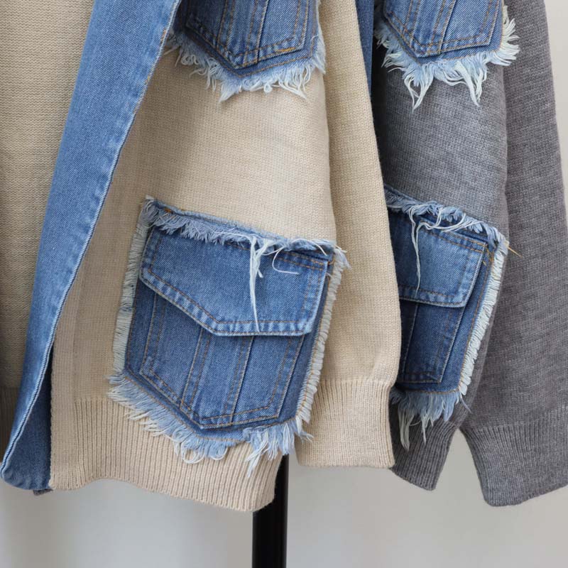 🍂Autumn Promotion 50%💕Women’s Patchwork Denim Lapel Cardigan