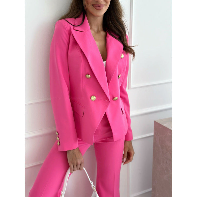 🍂Autumn Promotion 50%💕Solid Color Double-Breasted Long-Sleeve Suit
