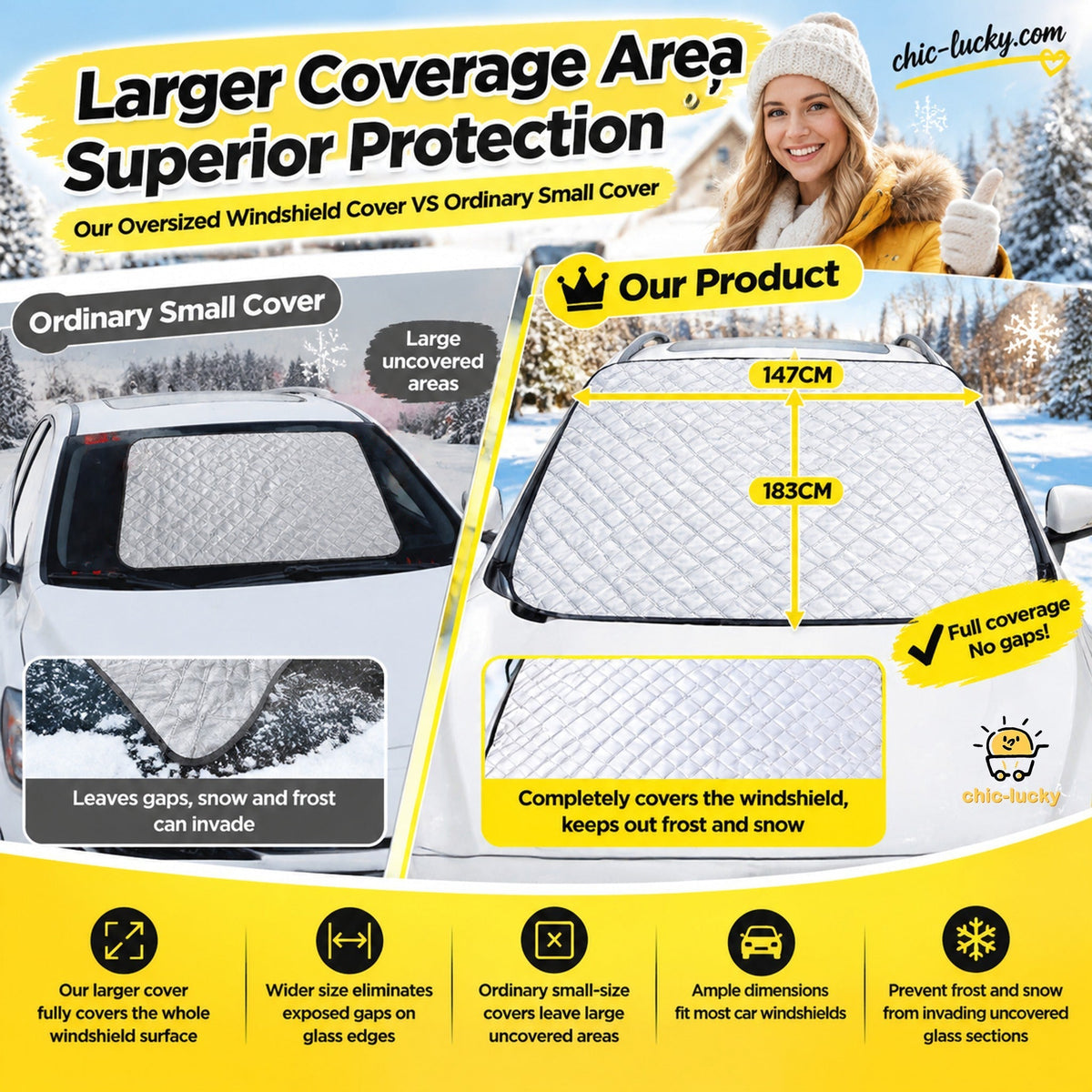 ⏳🖤Black Friday Sale: 🔥Clear Your Windshield Instantly! Magnetic Frost & Snow Cover❄️