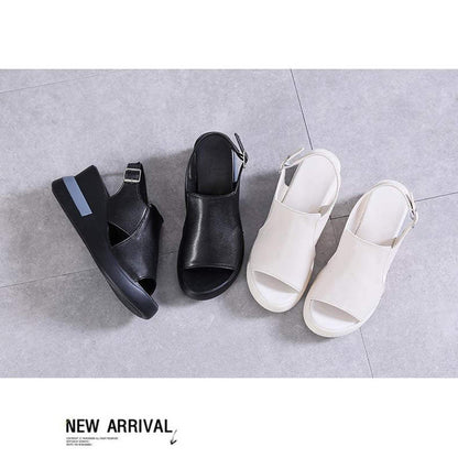 Wedge Shoes for Women Sandals Solid Color Open Toe High Heels Casual Ladies Buckle Strap Fashion Female Sandalias