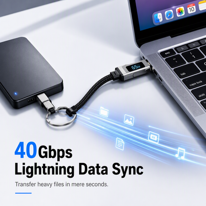 ⏳🔥LIMITED-TIME 50% OFF! ⏰4-in-1 Charging Cable with Digital Display & Keychain – Fast-Charging, Kink-Resistant & Compact