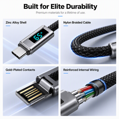 ⏳🔥LIMITED-TIME 50% OFF! ⏰4-in-1 Charging Cable with Digital Display & Keychain – Fast-Charging, Kink-Resistant & Compact