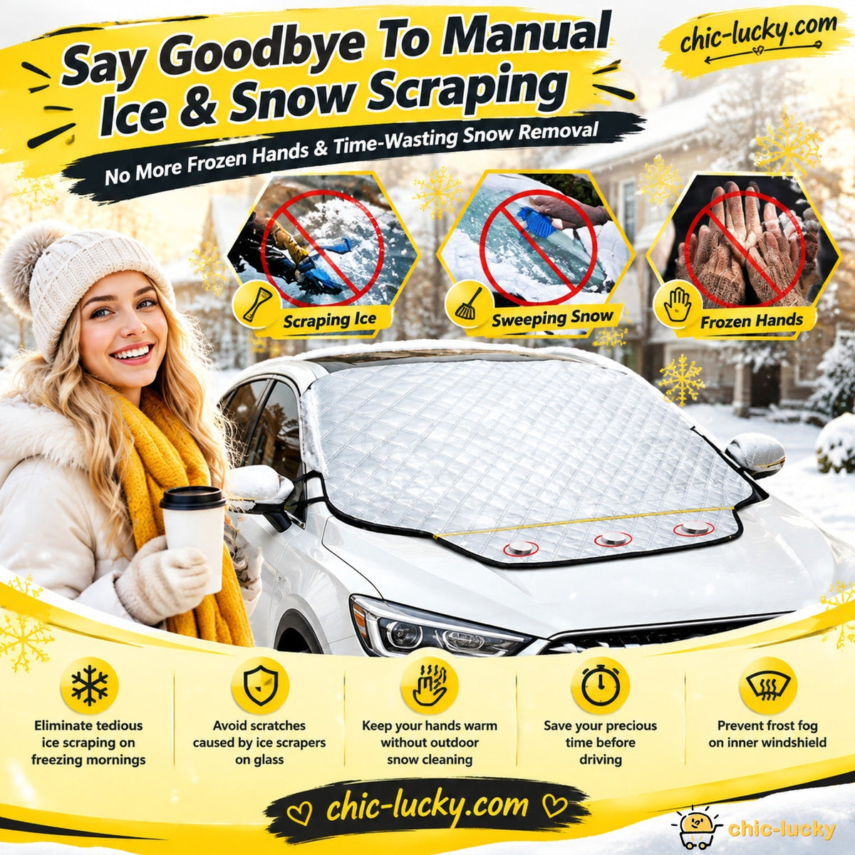 ⏳🖤Black Friday Sale: 🔥Clear Your Windshield Instantly! Magnetic Frost & Snow Cover❄️