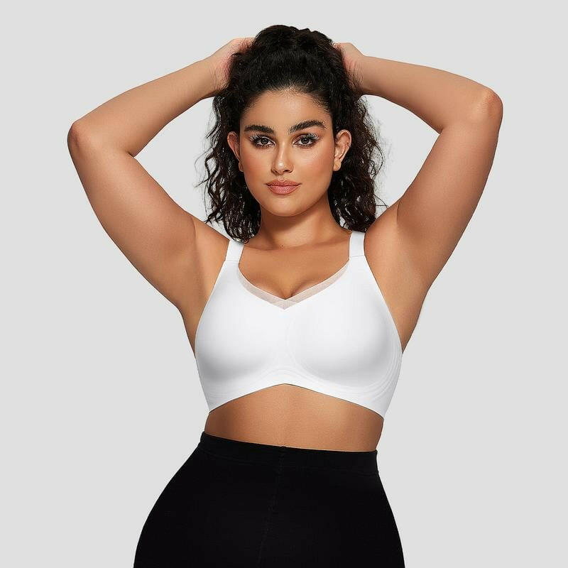 💖	 Women Wireless V Neck Crossover Mesh Bra