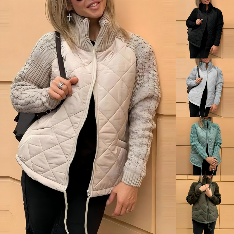 🎁 Hot Sale 40% OFF 🔥2025 New Women's Knit Patchwork Puffy Jacket