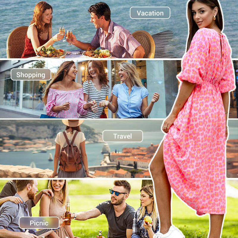 🍂Autumn Promotion 53%💕💥Women's V-Neck Printed Dress – Brushstrokes of Summer🌺