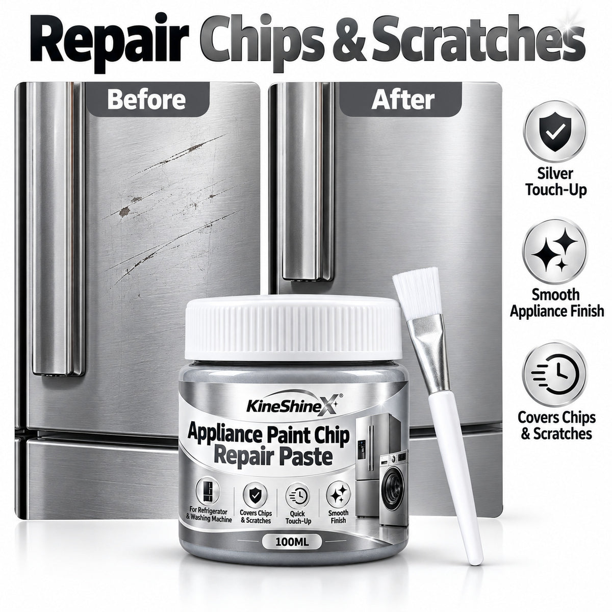 Metal Chrome Polish & Restorer Paste with Brush