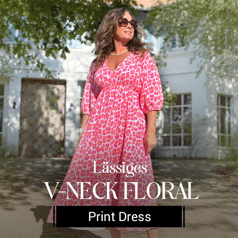 🍂Autumn Promotion 53%💕💥Women's V-Neck Printed Dress – Brushstrokes of Summer🌺