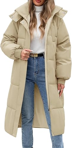Women's Long Quilted Puffer Hooded Down Coat