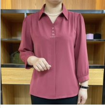 🔥🔥【XL-4XL】2025 new temperament solid color lapel chiffon shirt