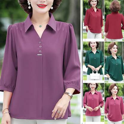 🔥🔥【XL-4XL】2025 new temperament solid color lapel chiffon shirt