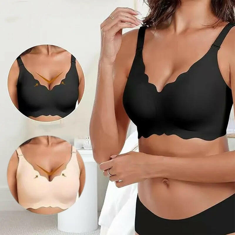 Deep V Plunge Push-up Wirefree Seamless Bra