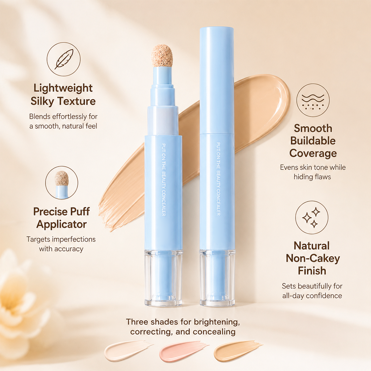 🔥Buy more Get more Free！！！🔥 24H Full-Coverage Concealer Pen – Lightweight & Blendable Formula