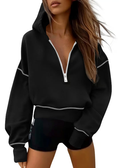 🍂Autumn Promotion 40%💕Women's Hooded Sweatshirt with Half zip
