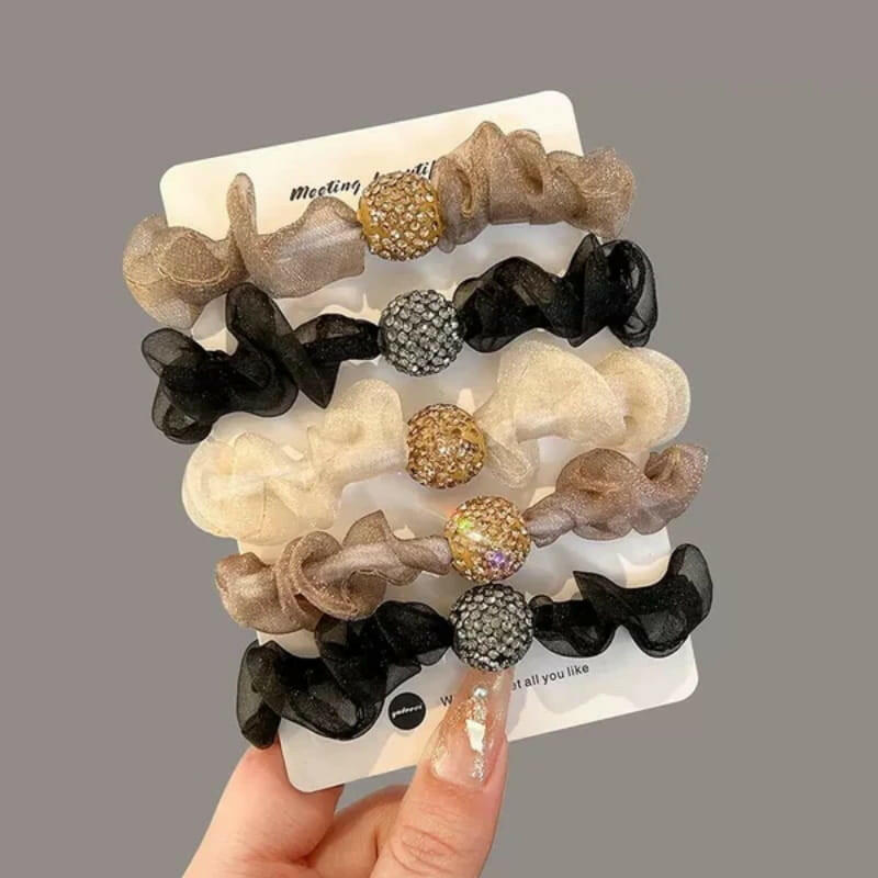 🌟Elegant Rhinestone Mesh Hair Ties💕