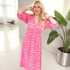 🍂Autumn Promotion 53%💕💥Women's V-Neck Printed Dress – Brushstrokes of Summer🌺