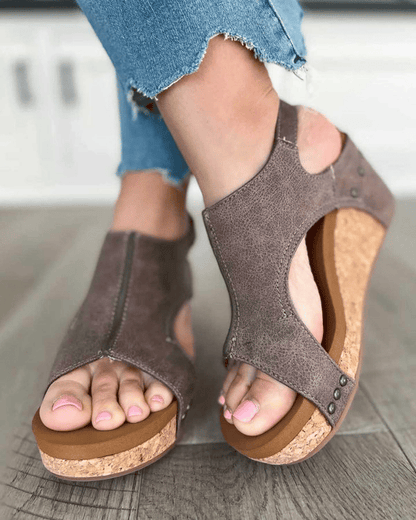 Women's Leather Wedge Orthopedic Sandals