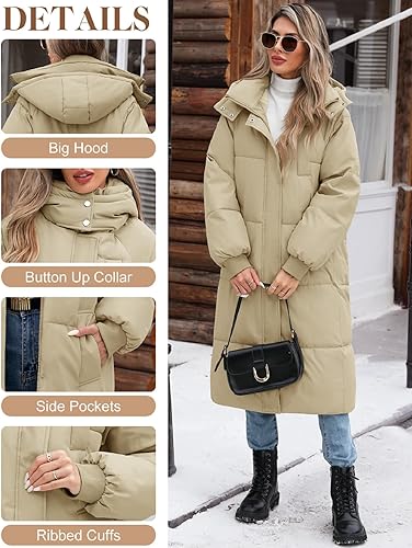 Women's Long Quilted Puffer Hooded Down Coat