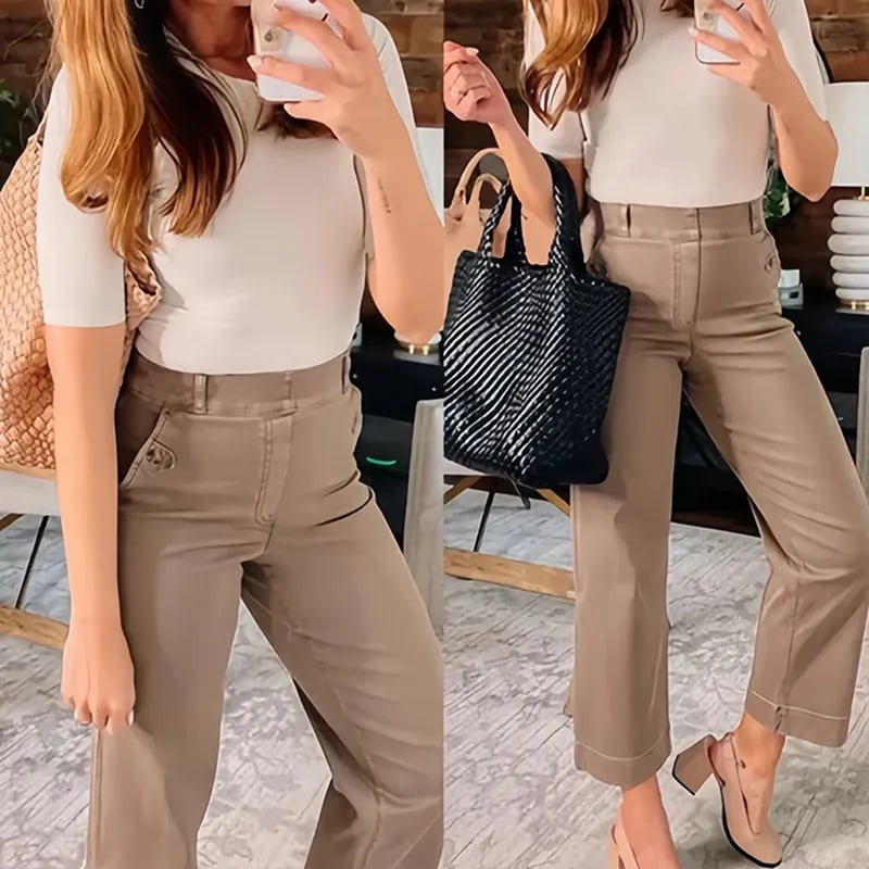 🍂Autumn Promotion 40%💕Stretch Twill Cropped Wide Leg Pants | High Waist | Loose & Comfortable