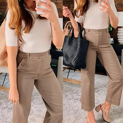 🍂Autumn Promotion 40%💕Stretch Twill Cropped Wide Leg Pants | High Waist | Loose & Comfortable