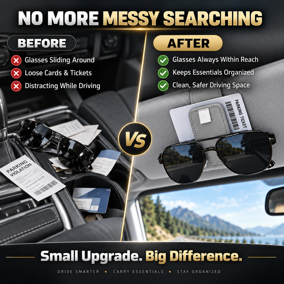 🔥2026 New Arrivals: 50% Off for a Limited Time🔥!🕶️Car Sunglasses Holder Double Clip Eyeglasses Mount and Ticket Card Clip