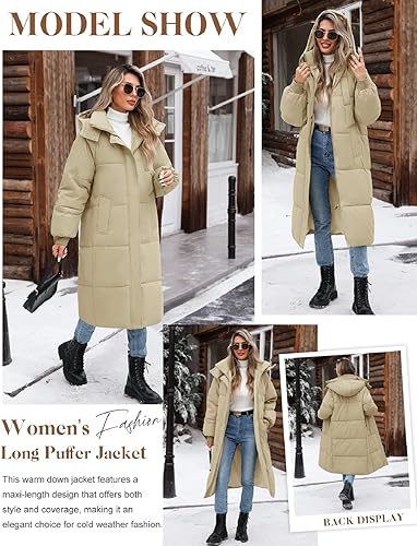 Women's Long Quilted Puffer Hooded Down Coat