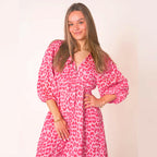 🍂Autumn Promotion 53%💕💥Women's V-Neck Printed Dress – Brushstrokes of Summer🌺