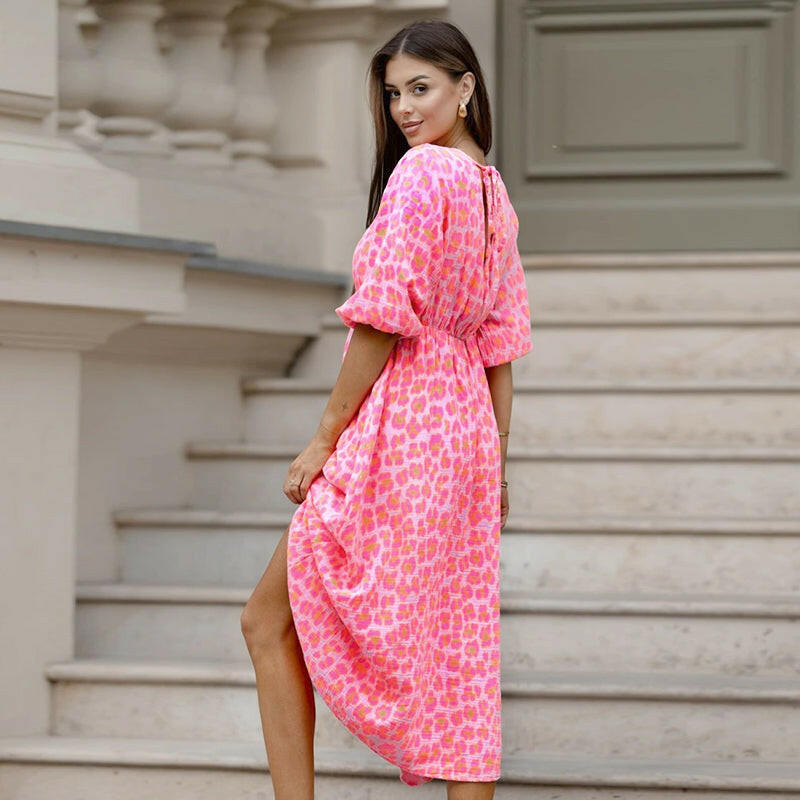 🍂Autumn Promotion 53%💕💥Women's V-Neck Printed Dress – Brushstrokes of Summer🌺