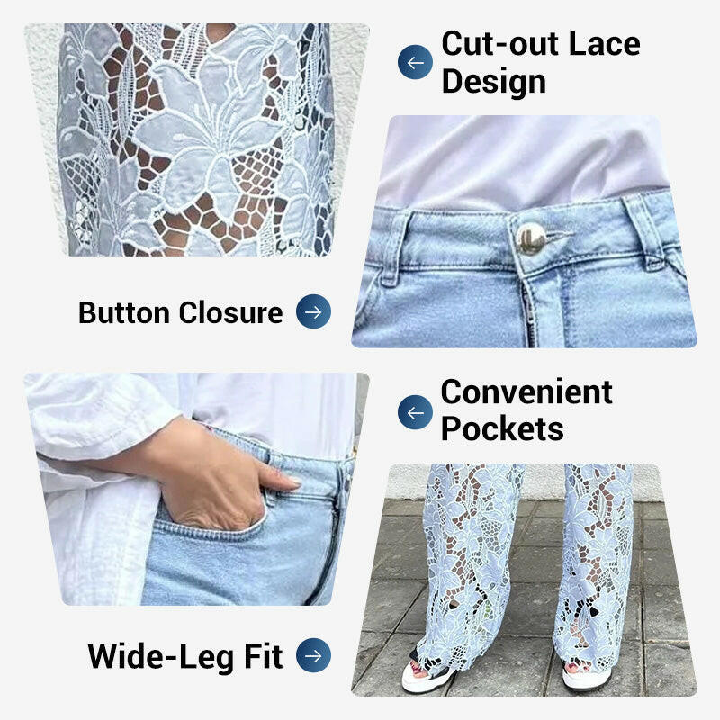 💃Summer fashion forward🌸🔥 Lace spliced jeans