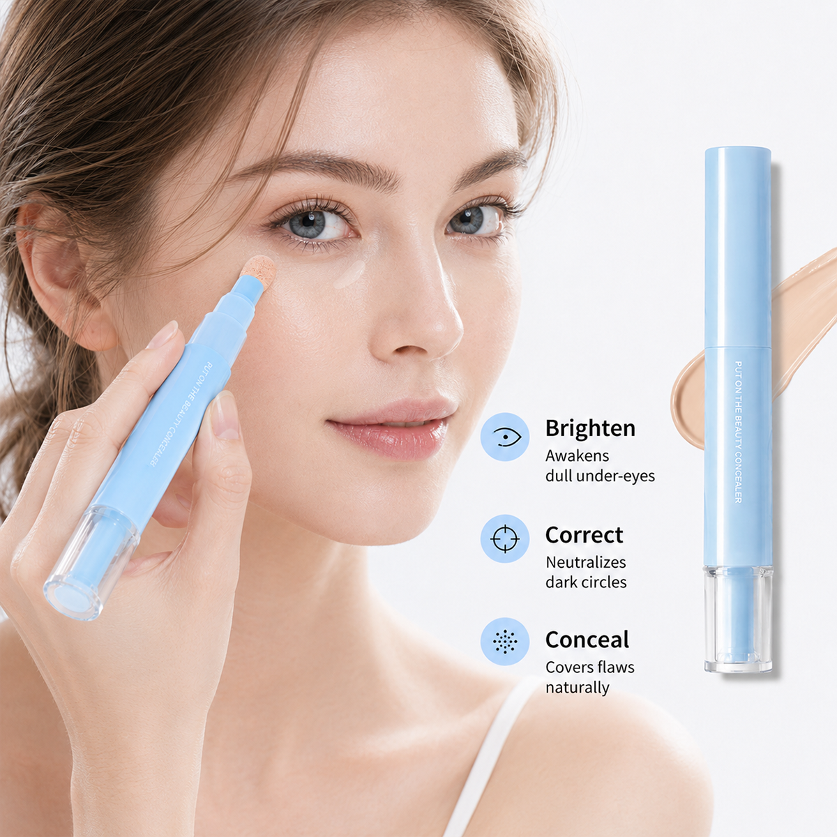 🔥Buy more Get more Free！！！🔥 24H Full-Coverage Concealer Pen – Lightweight & Blendable Formula