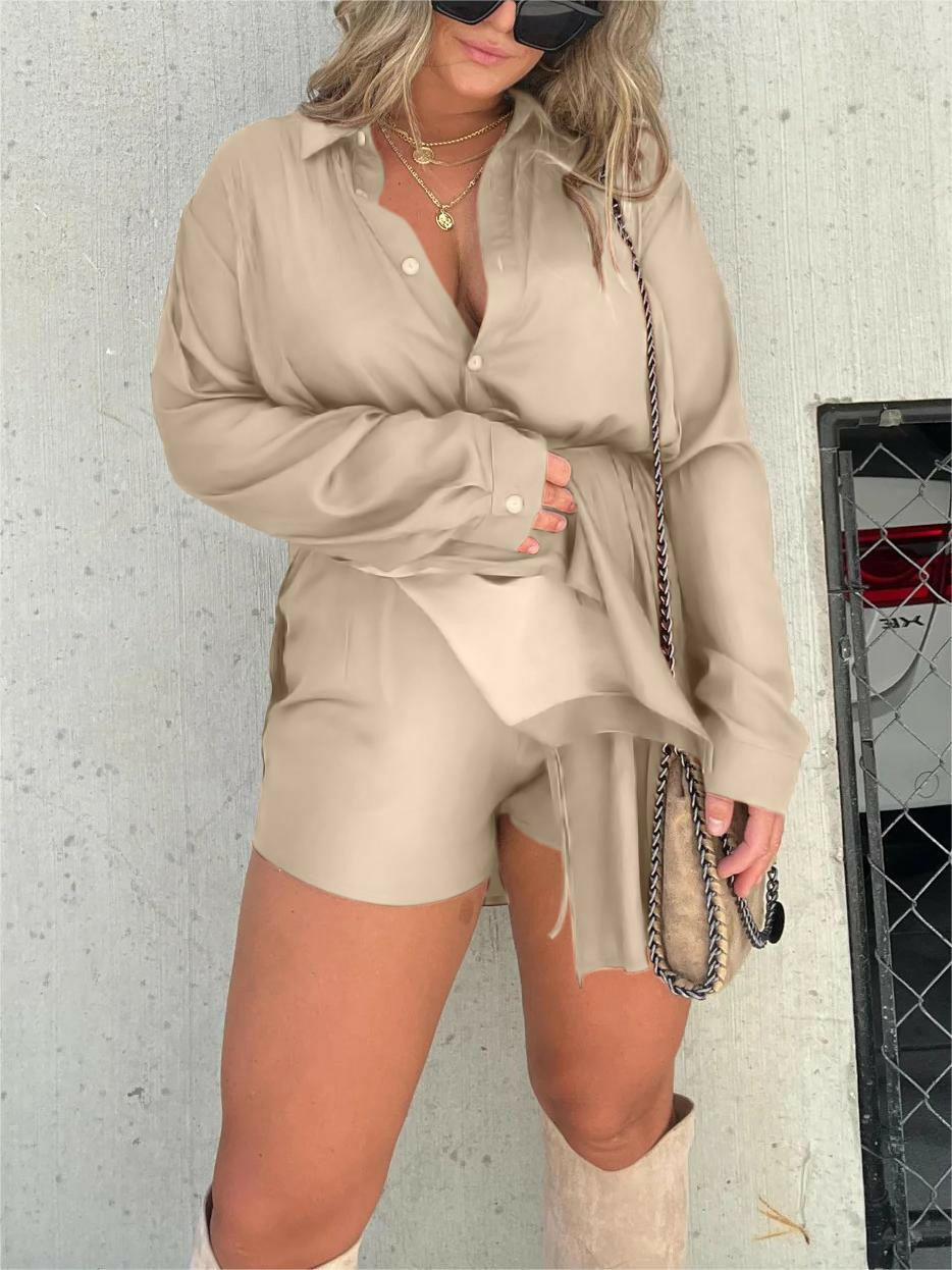 🔥Women's Solid Color Long Sleeve Shirt Dress