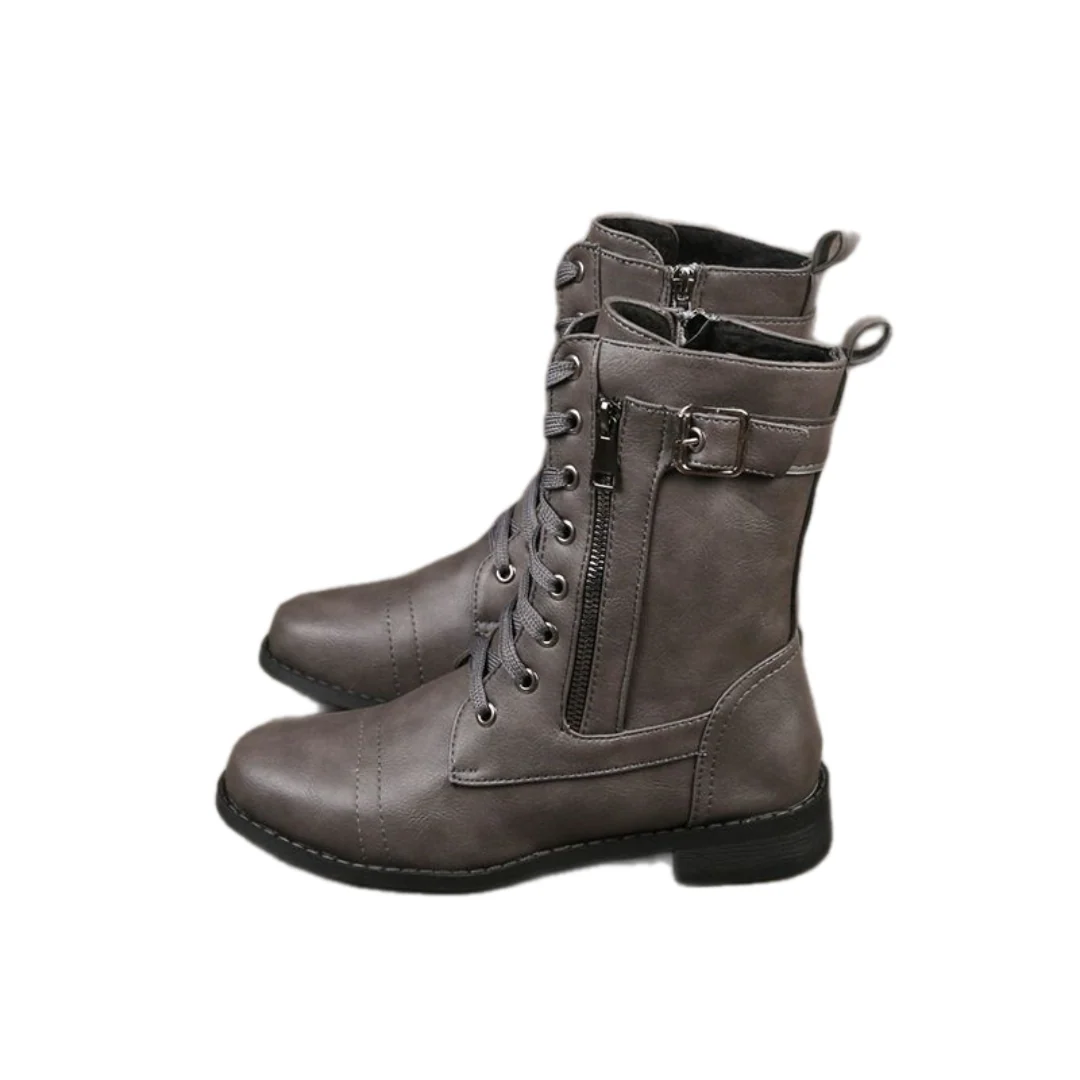 🍂Women's Round Toe Side Zipper Leather Orthopedic Boots
