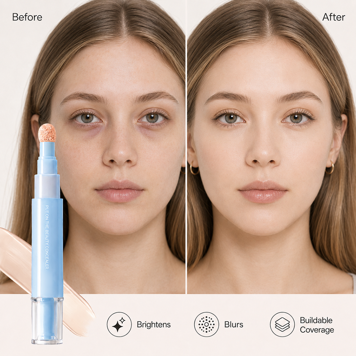 🔥Buy more Get more Free！！！🔥 24H Full-Coverage Concealer Pen – Lightweight & Blendable Formula