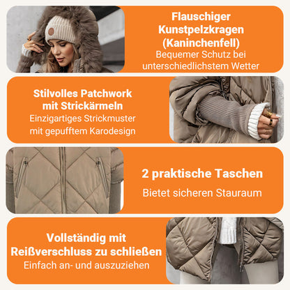 ❄️Winterschlussverkauf❄️Damen Midi-Parka mit Strickärmeln✈️Kostenloser Versand✈️
