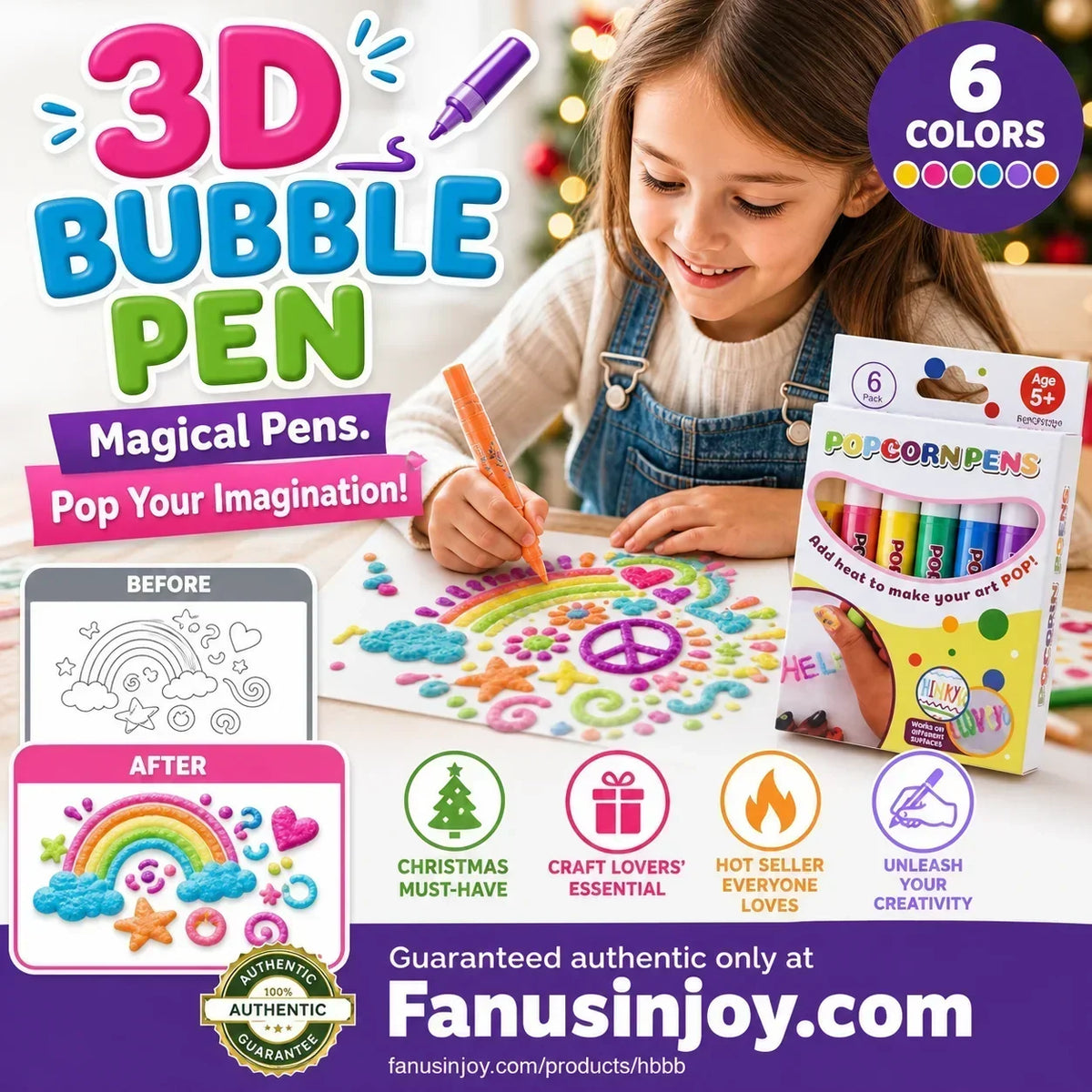 🎁🔮Magic Pen – Draw 3D with one stroke!🎄 DIY Bubble Popcorn Drawing Pens& Buy 1 Get 1 Free 🔥