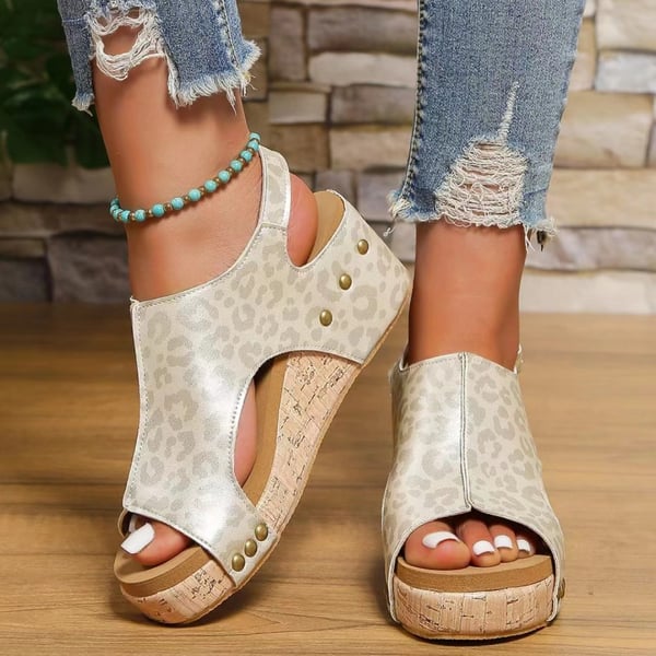 Women's Leather Wedge Orthopedic Sandals