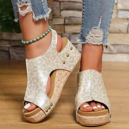 Women's Leather Wedge Orthopedic Sandals