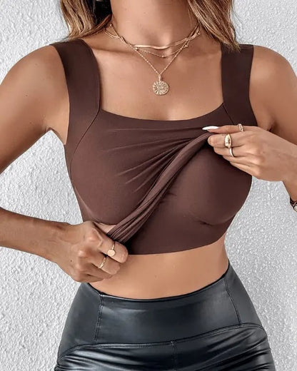 Women’s U Neck Thermal Tank Tops with Built-In Bra