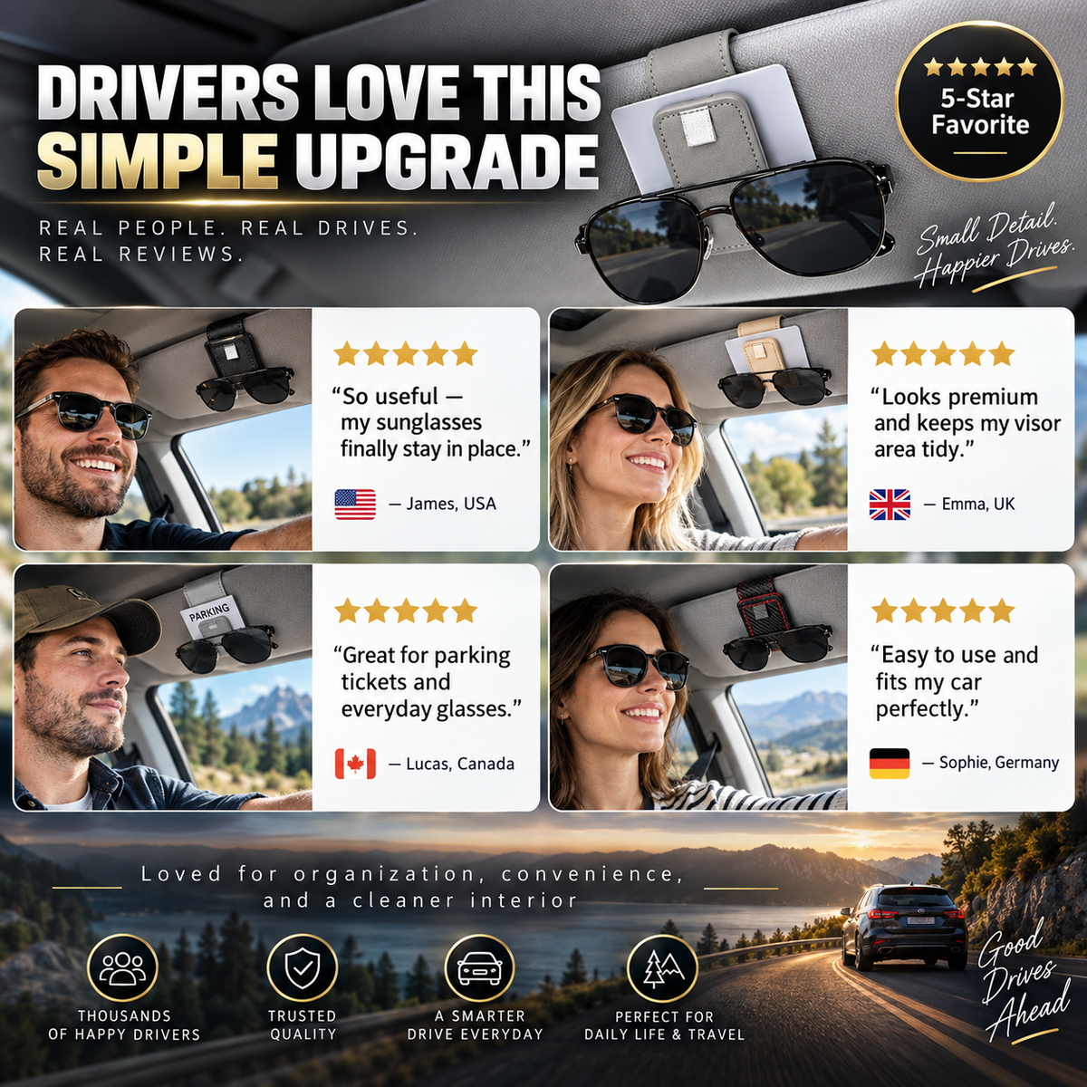 🔥2026 New Arrivals: 50% Off for a Limited Time🔥!🕶️Car Sunglasses Holder Double Clip Eyeglasses Mount and Ticket Card Clip