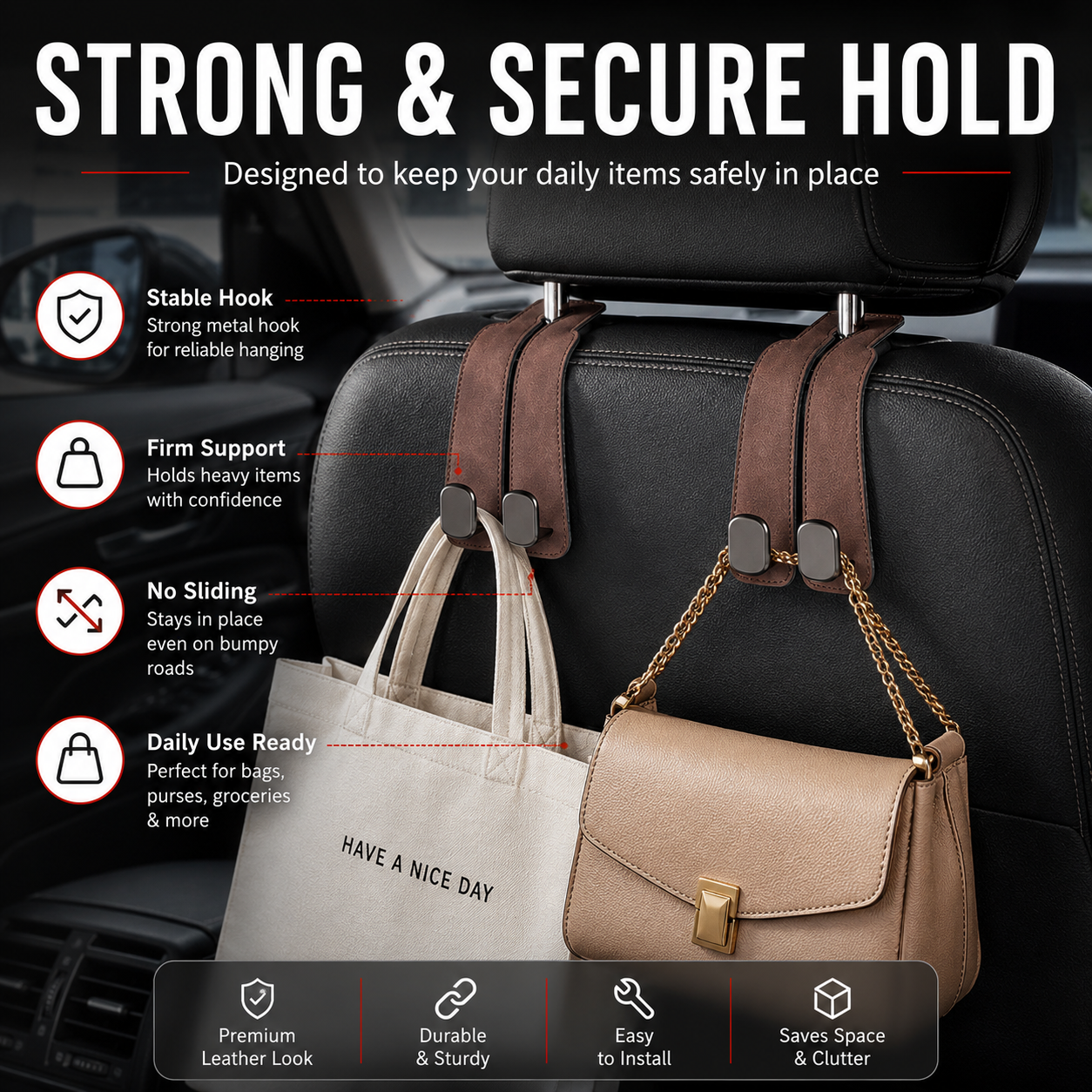 LAST DAY - BUY MORE GET MORE FREE 🧥Seat Back Hanger – Perfect for Bags, Coats & More
